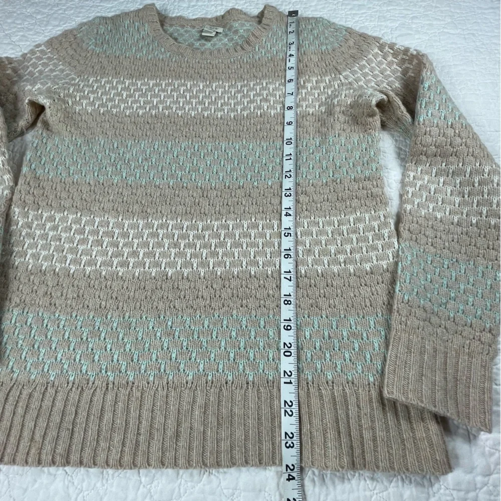 💖5/$25 J.Crew Lambswool Blend Striped Honeycomb Stitch Sweater Women Size S - Picture 12 of 13